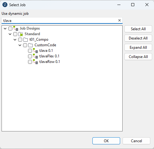 Support de la recherche de sous-Jobs dans la boîte de dialogue Select a Job (Sélection d'un Job) du tRunJob.