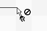 Curseur avec un cercle barré en noir.