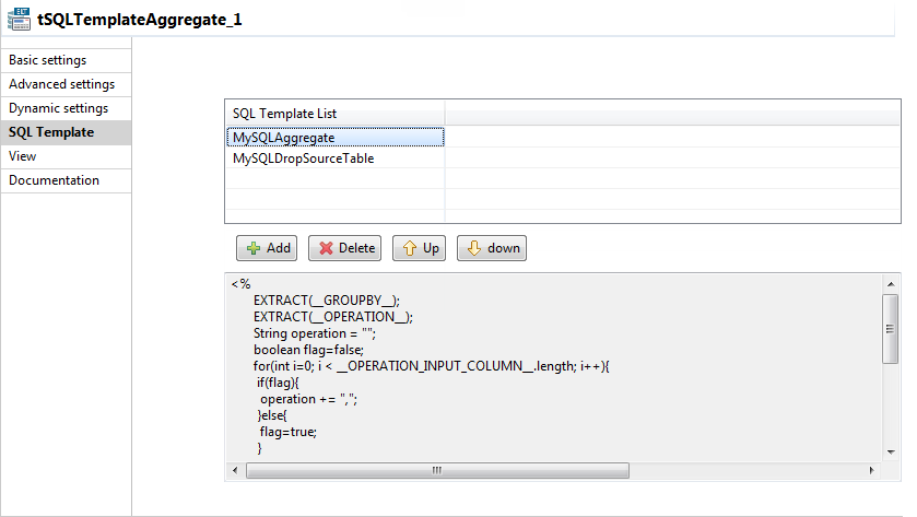 Vue SQL template (Modèle SQL).