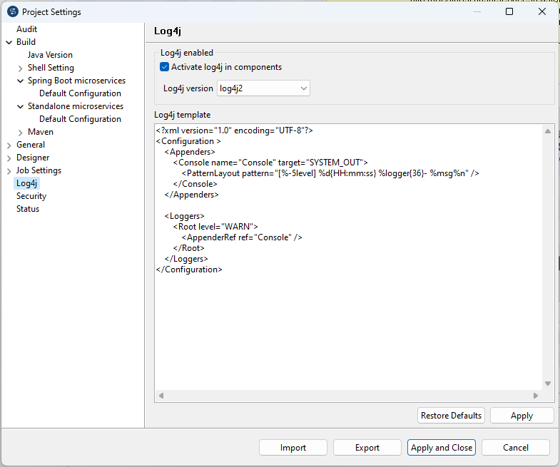 Configuration de Log4j