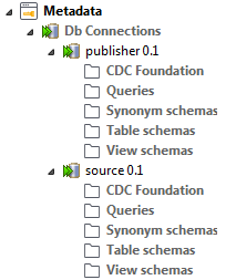 Exemple de deux connexions dans le nœud Metadata (Métadonnées).