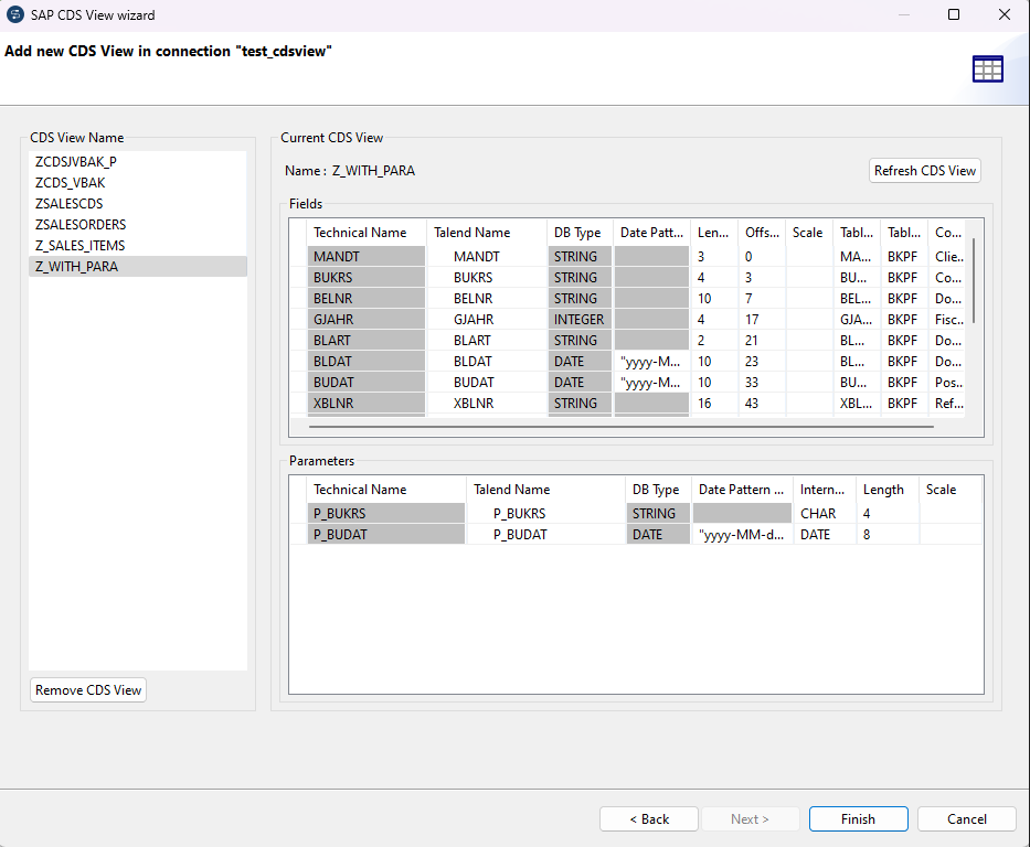 Boîte de dialogue SAP CDS View wizard (Assistant de la Vue SAP CDS).