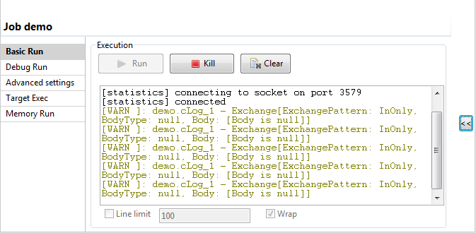 Vue Basic run (Exécution simple).