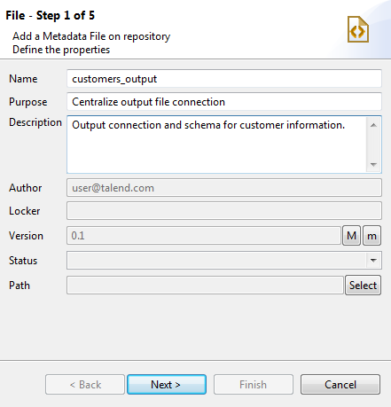 Boîte de dialogue File - Step 1 of 5 (Fichier - Étape 1 sur 5).