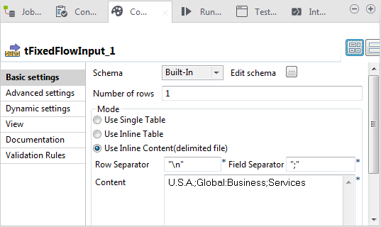 Vue Basic settings (Paramètres simples).