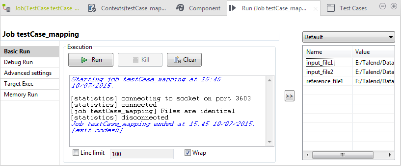 Vue Basic run (Exécution simple).