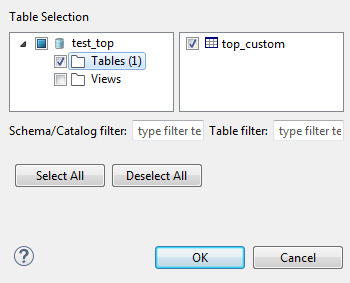 Sélection des nouvelles tables à analyser.