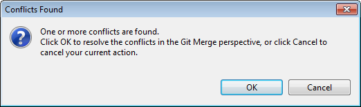Boîte de dialogue Conflicts Found (Des conflits ont été trouvés).