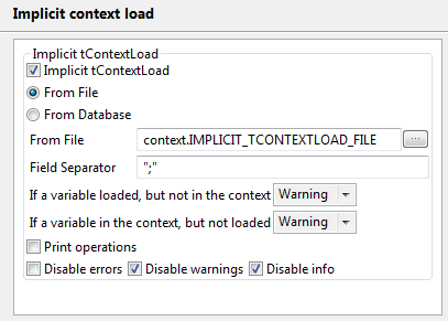 Paramètres de contexte Implicit Context Load (Chargement du contexte implicite).