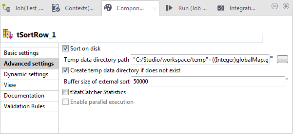 Vue Advanced settings (Paramètres avancés).