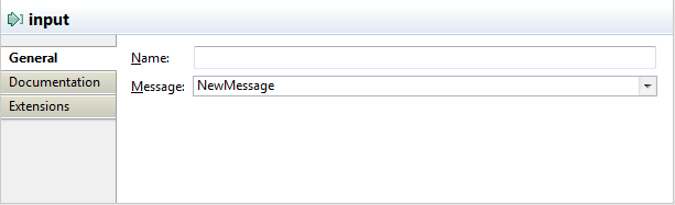 Vue Properties (Propriétés) du type de port input (entrée) avec le nouveau message.