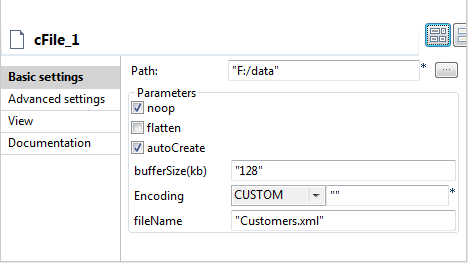 Vue Basic settings (Paramètres simples).