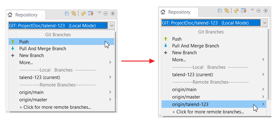 Push pour créer la branche de fonctionnalité sur le dépôt Git distant.