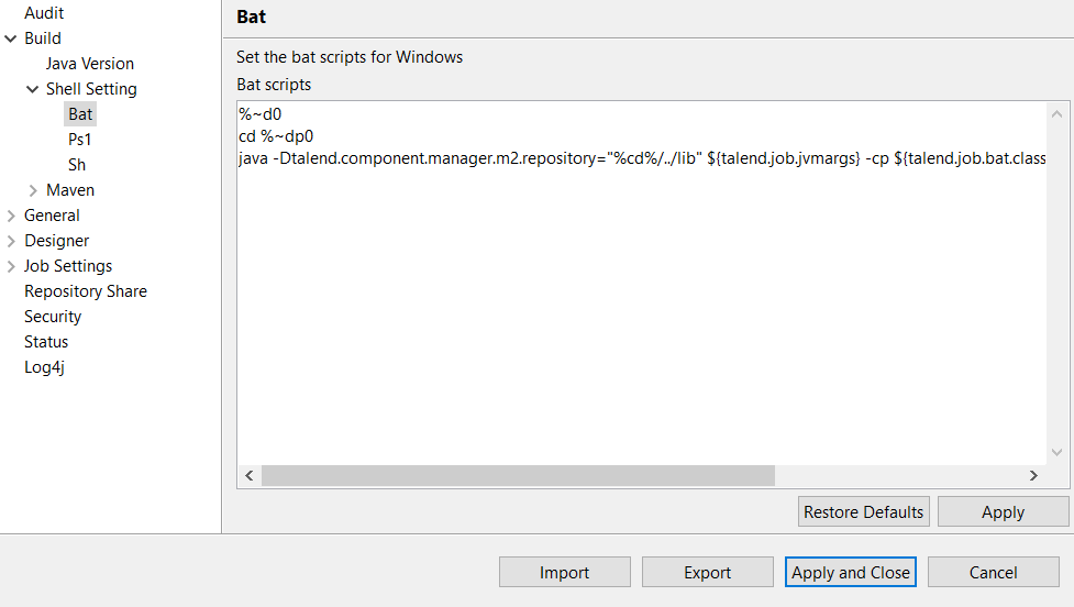 Boîte de dialogue Project Settings (Paramètres du projet).