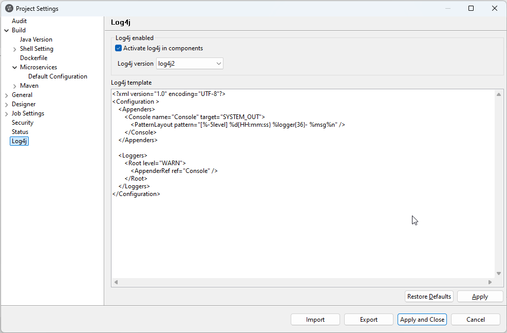 Configuration de Log4j