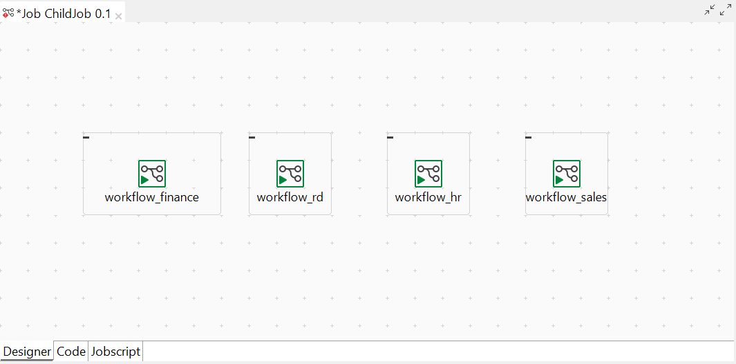 Espace de modélisation graphique avec plusieurs sous-Jobs.