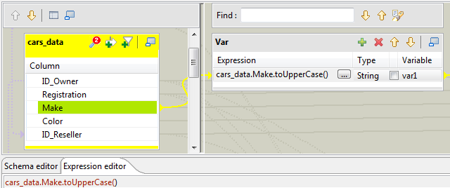 Onglet Expression editor (Éditeur d'expression).