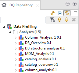 Icône d'avertissement dans le nœud Analyses de la perspective Profiling.