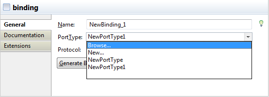 Vue Properties (Propriétés) du binding.