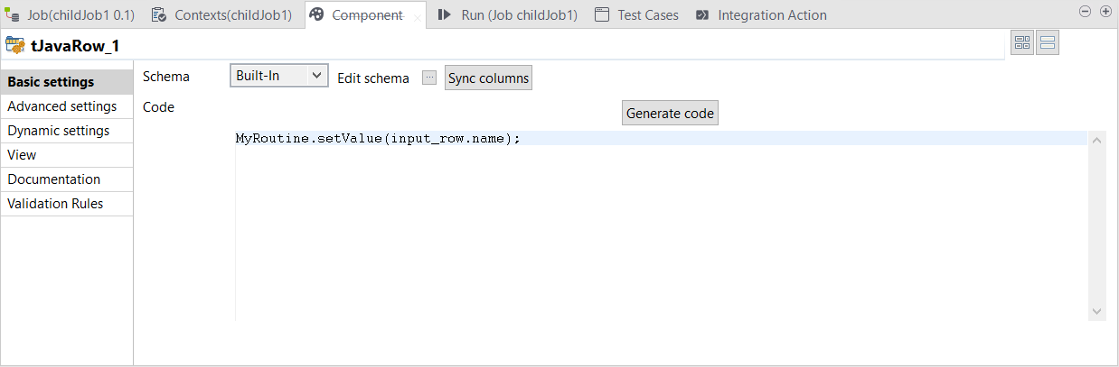 Vue Basic settings (Paramètres simples).
