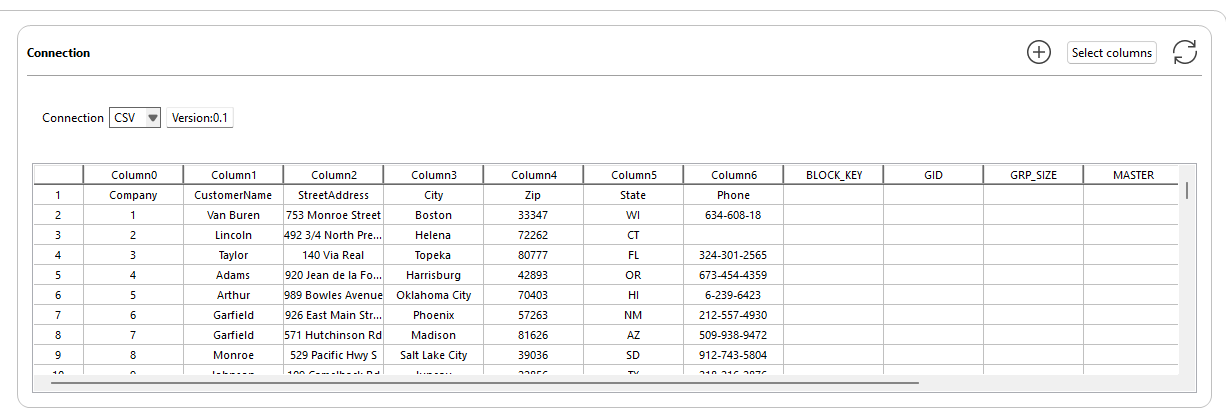 Capture d'écran du menu Connection (Connexion).