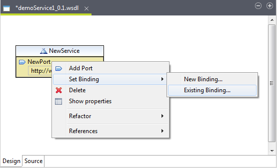 Option permettant de réutiliser un binding existant dans l'espace de modélisation graphique.