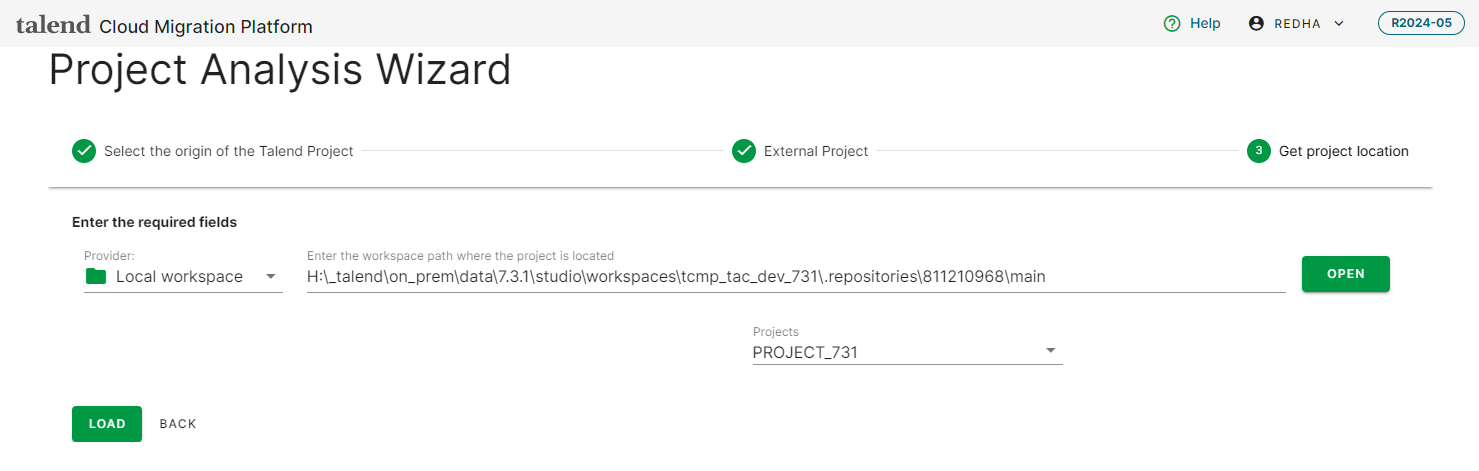 Troisième étape de l'assistant Project Analysis (Analyse des projets), dans laquelle vous obtenez l'emplacement du projet, partie deux.