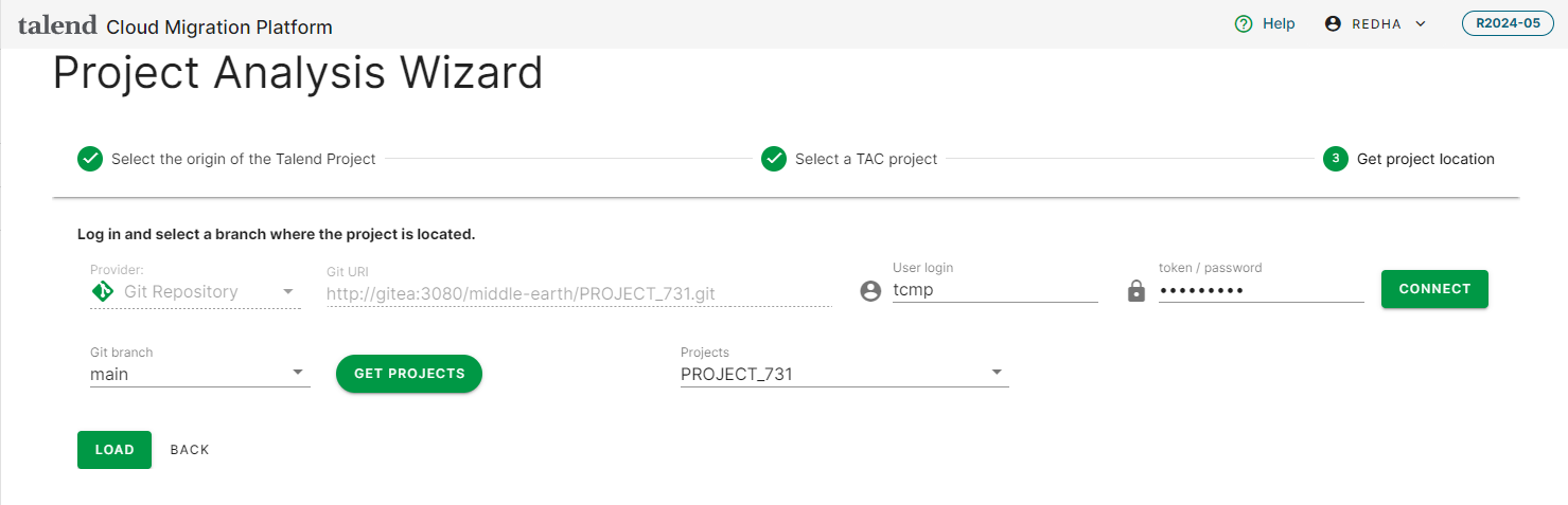 Troisième étape de l'assistant Project Analysis (Analyse des projets), dans laquelle vous obtenez l'emplacement du projet.