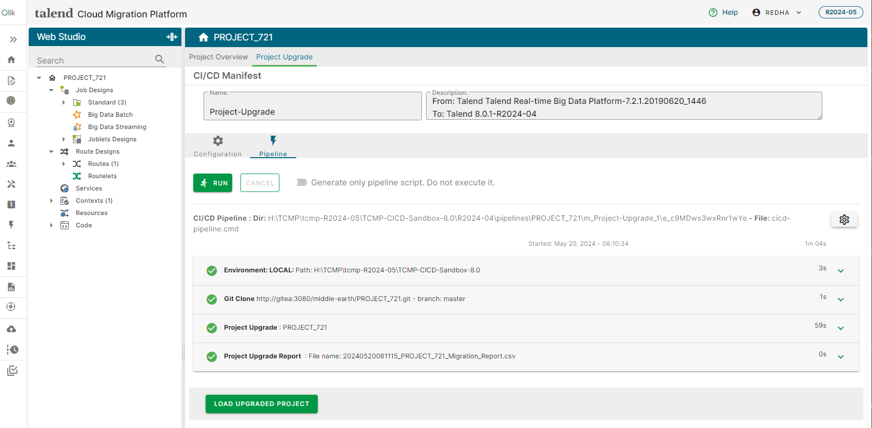 Exécution du script de pipeline en cours.