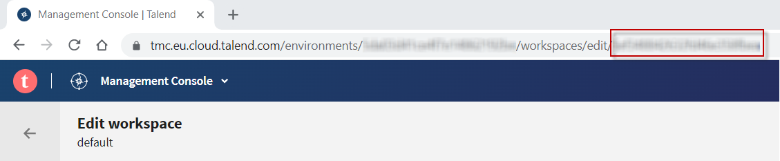 L'ID de l'espace de travail sélectionné s'affiche après la partie edit de l'URL.