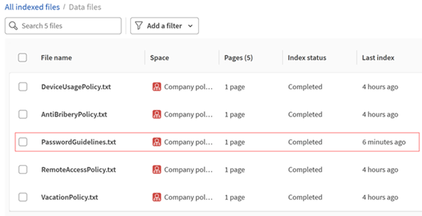 パスワードガイドラインファイルが6分前にアップデートされたことを示す、Qlik Cloudのナレッジベース。