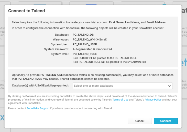 ポップアップウィンドウ情報を持つ試用アカウント。