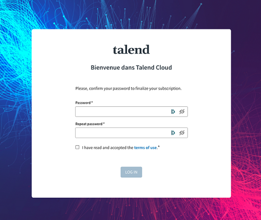 パスワードの作成を求めるサインアップメニュー。