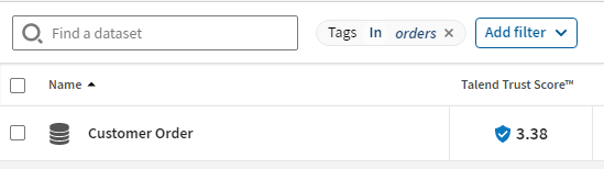 データセットをフィルタリングするために選択されたin ordersタグ。