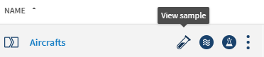 データセットリストからの[サンプルを表示]アイコン。