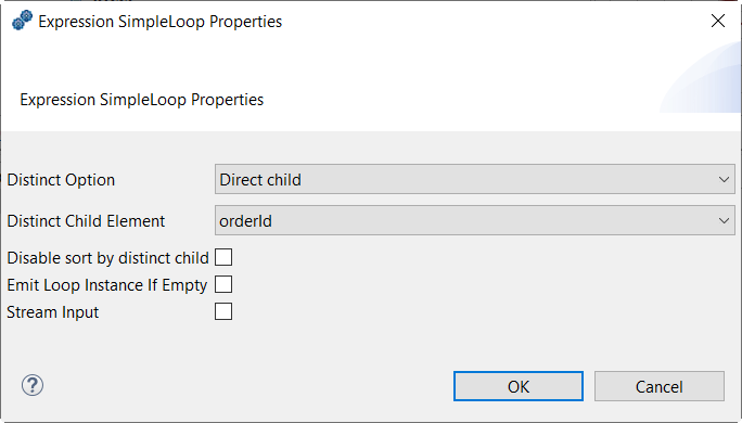[Expression SimpleLoop Properties] (式のSimpleLoopのプロパティ)ウィンドウ。