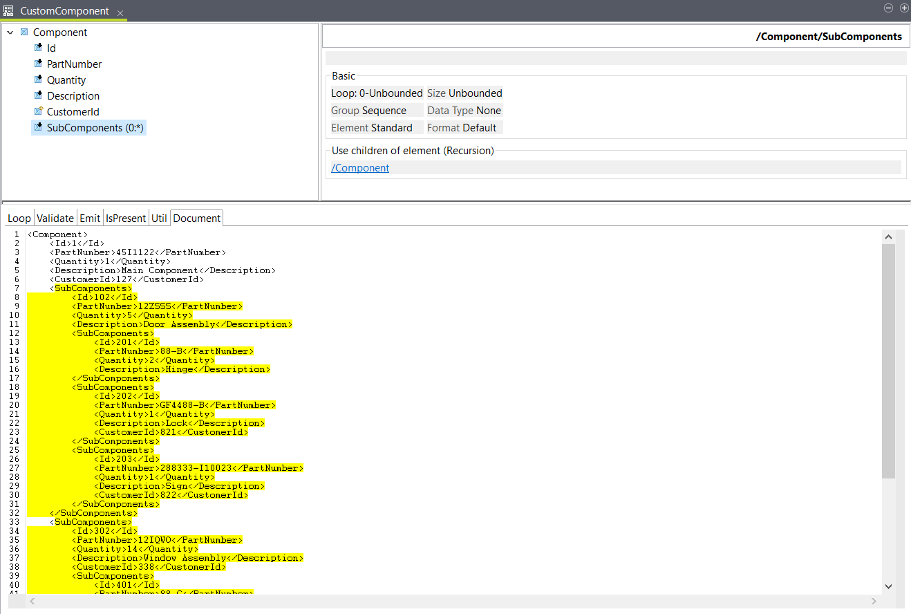 入力ストラクチャーの例。