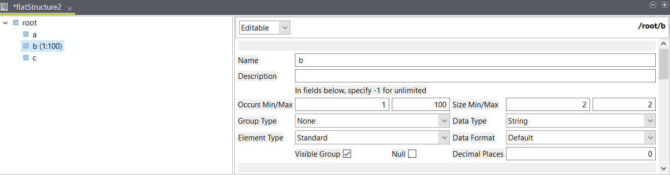 bエレメントのプロパティ。