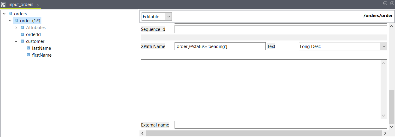 [XPath Name] (XPath名)プロパティタブ。