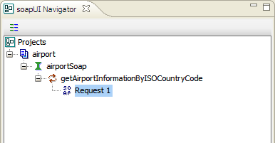 [SoapUI Navigator] (SoapUIナビゲーター)インターフェイス(新しいプロジェクトを伴う)。