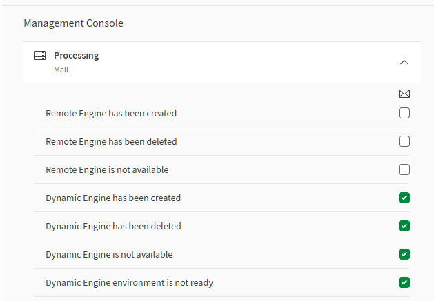 Dynamic Engineおよび選択されたDynamic Engine環境に関する通知。