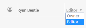 ドロップダウンリストに、所有者とエディターのユーザー権限が表示されます。