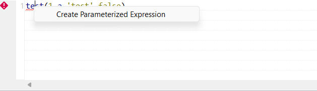 [Create Parameterized Expression] (パラメーター化済みの式を作成)という新しいオプション。