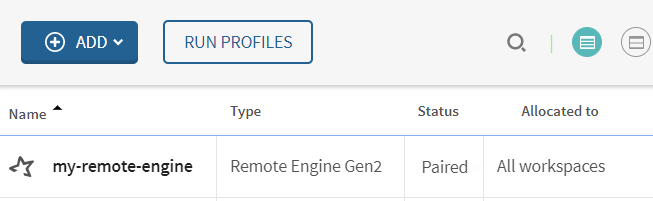 ペアリングされたRemote Engine Gen2を示すスクリーンショット。