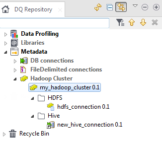 Metadataノードの下にある新しいHDFS接続。