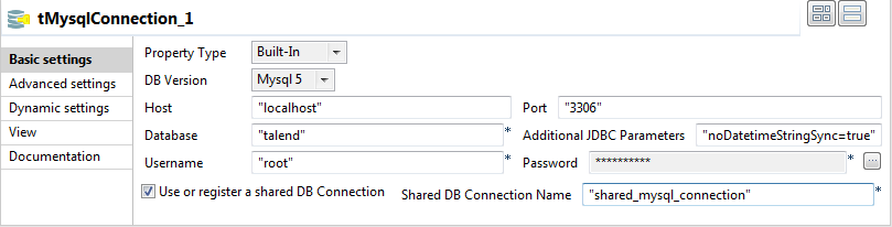 [Basic settings] (基本設定)ビュー。