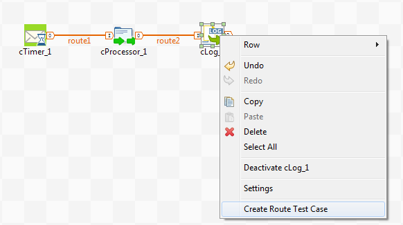 コンテキストメニューでの[Create Route Test Case] (ルートテストケースを作成)オプション。