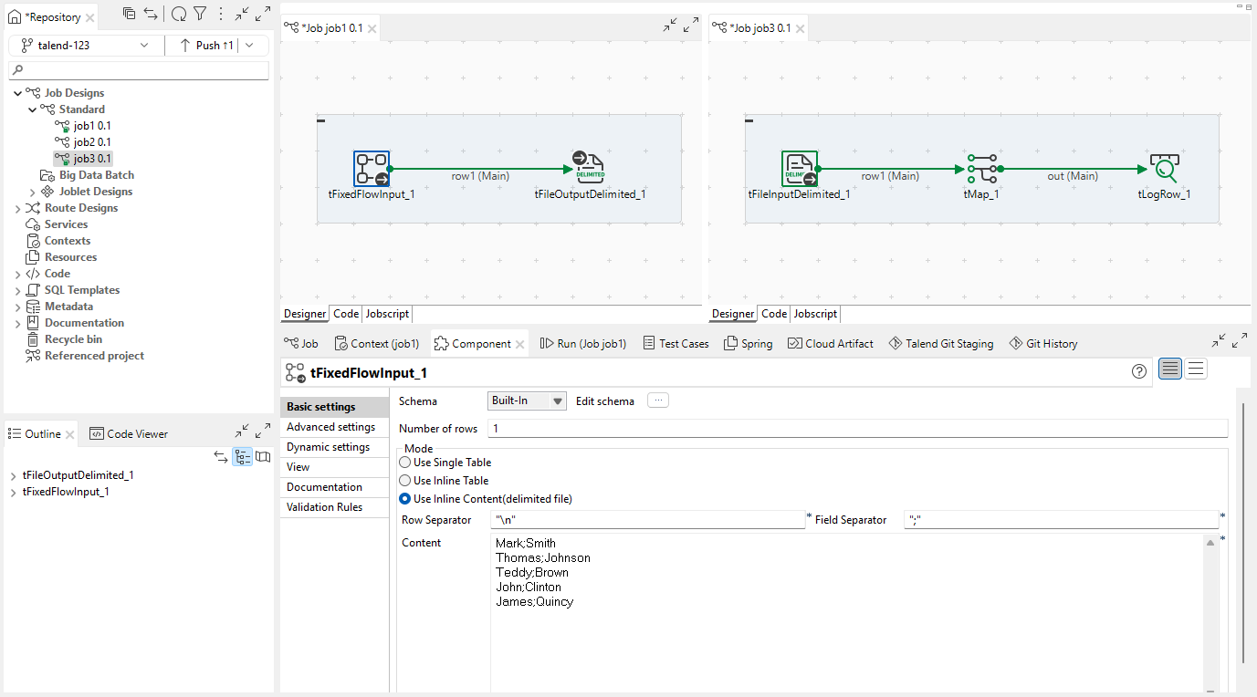 ローカルブランチでの新しいジョブ。