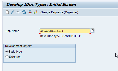 IDOC türlerini geliştirme: ilk ekran.