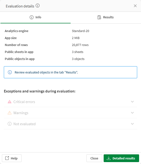 Bilgi sekmesini gösteren performans değerlendirmesi ayrıntıları penceresi.